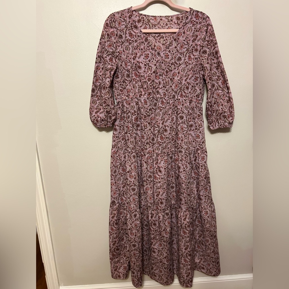 Floral Pink Maxi Dress Cottagecore Rustic